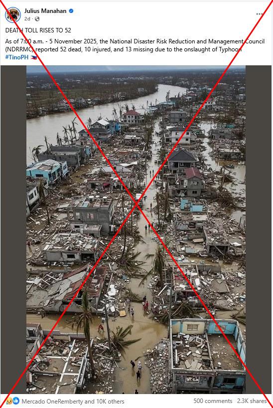 AI Image of Typhoon Kalmaegi’s Wrath in the Philippines Sparks Confusion