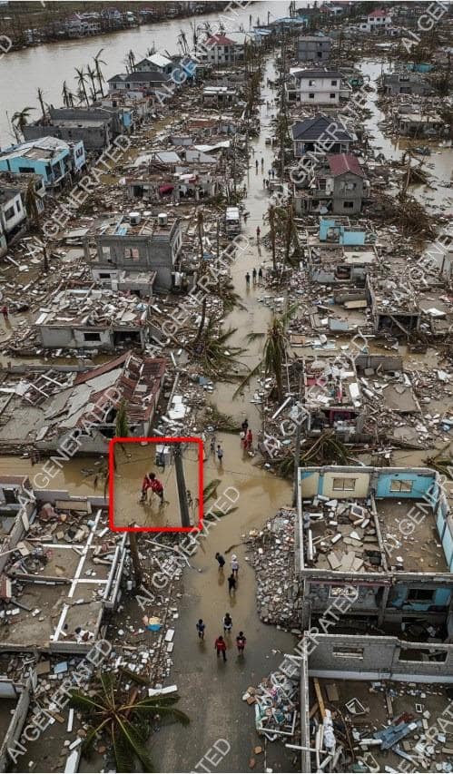 AI Image of Typhoon Kalmaegi’s Wrath in the Philippines Sparks Confusion